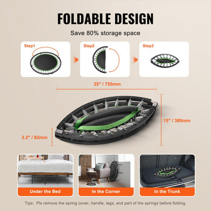 TX-B6389C-40in+C - Foldable Mini Trampoline for Adults, 330 lbs Capacity