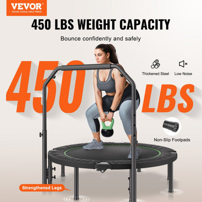 TX-B6389C-48in+C - 48" Foldable Trampoline with Adjustable Handlebar and Steel Frame