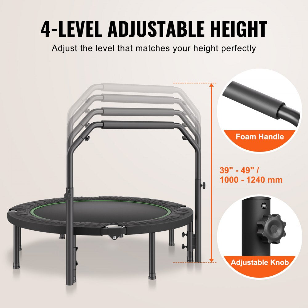 TX-B6389C-48in+C - 48" Foldable Trampoline with Adjustable Handlebar and Steel Frame