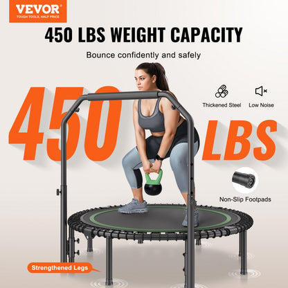 TX-B6232C-48in+C - 48" Foldable Mini Trampoline with Adjustable Handle for Low-Impact Workouts