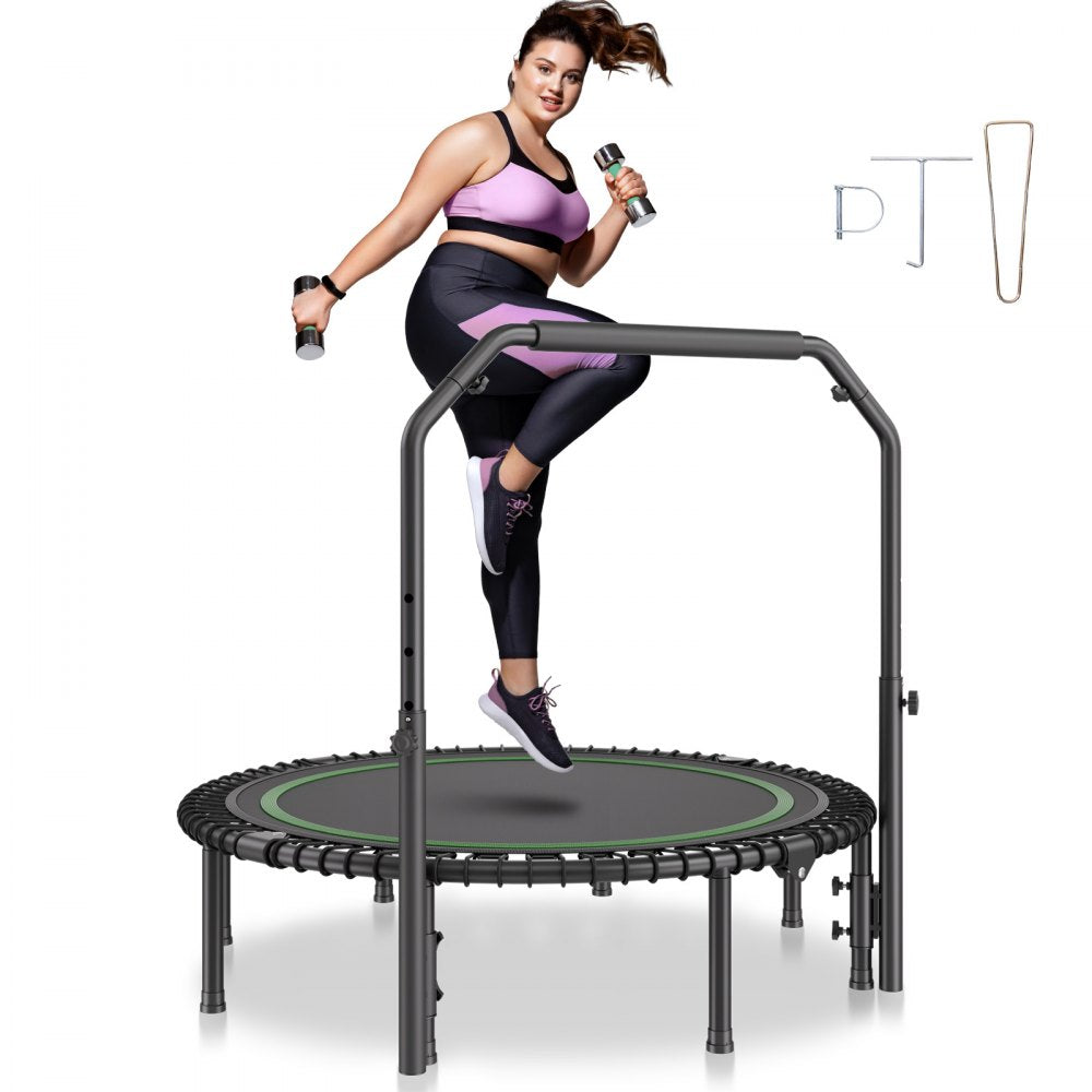 TX-B6232C-48in+C - 48" Foldable Mini Trampoline with Adjustable Handle for Low-Impact Workouts