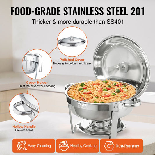DT-C1036 - 6QT Stainless Steel Roll-Top Chafing Dish Set for Catering