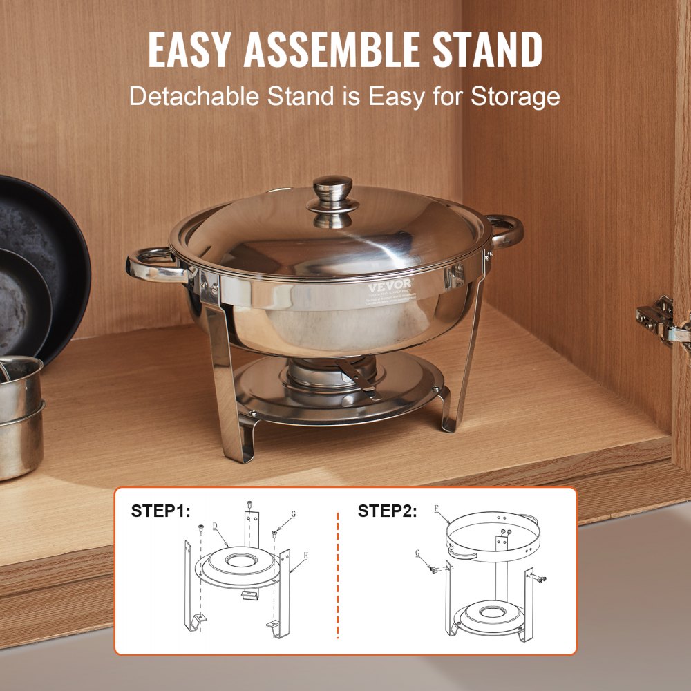 DT-C1036 - 6QT Stainless Steel Roll-Top Chafing Dish Set for Catering