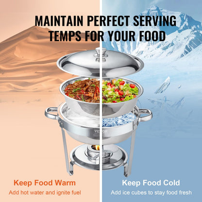 DT-C1036 - 6QT Stainless Steel Roll-Top Chafing Dish Set for Catering