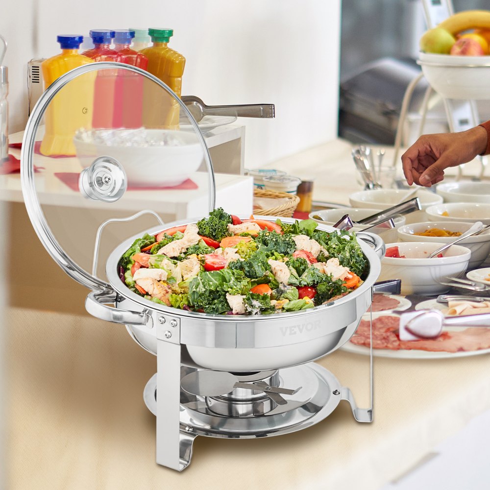 DT-C1036 - 2-Pack 4Qt Round Stainless Steel Chafing Dishes with Lids