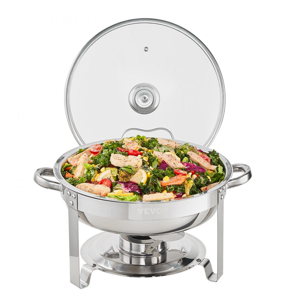 DT-C1036 - 2-Pack 4Qt Round Stainless Steel Chafing Dishes with Lids
