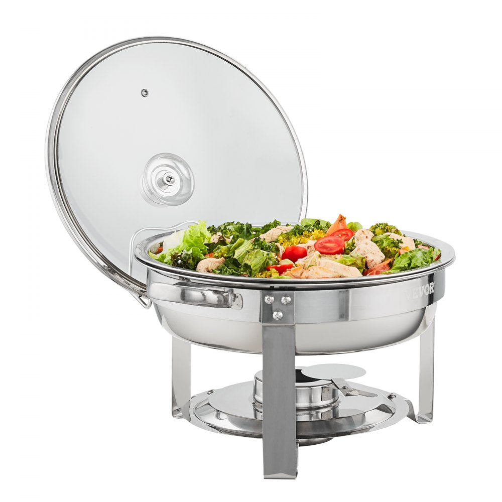 DT-C1036 - 2-Pack 4Qt Round Stainless Steel Chafing Dishes with Lids