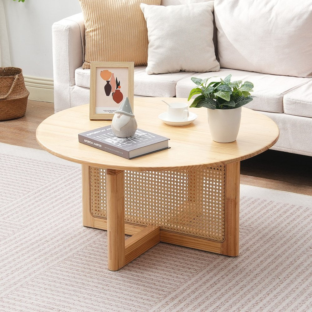 CT-SR-02 - Bohemian 33.5" Rattan Coffee Table for Versatile Use