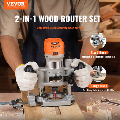 0700C - VEVOR 1.25HP Compact Wood Router with LED & Variable Speeds