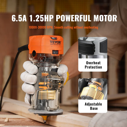 0700C - VEVOR 1.25HP Compact Wood Router with LED & Variable Speeds