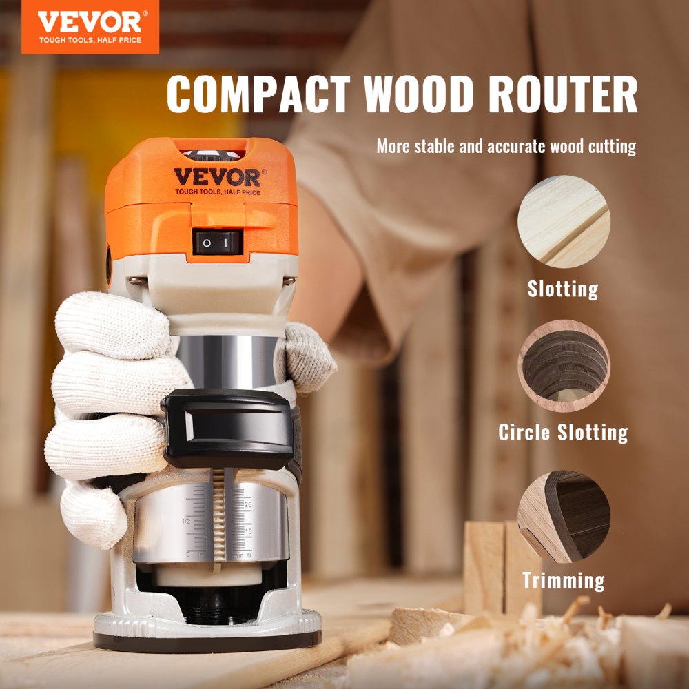 0700C - 1.25HP VEVOR Wood Router, 30,000 RPM, Compact & Versatile