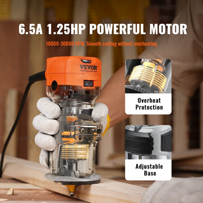 0700C - 1.25HP VEVOR Wood Router, 30,000 RPM, Compact & Versatile