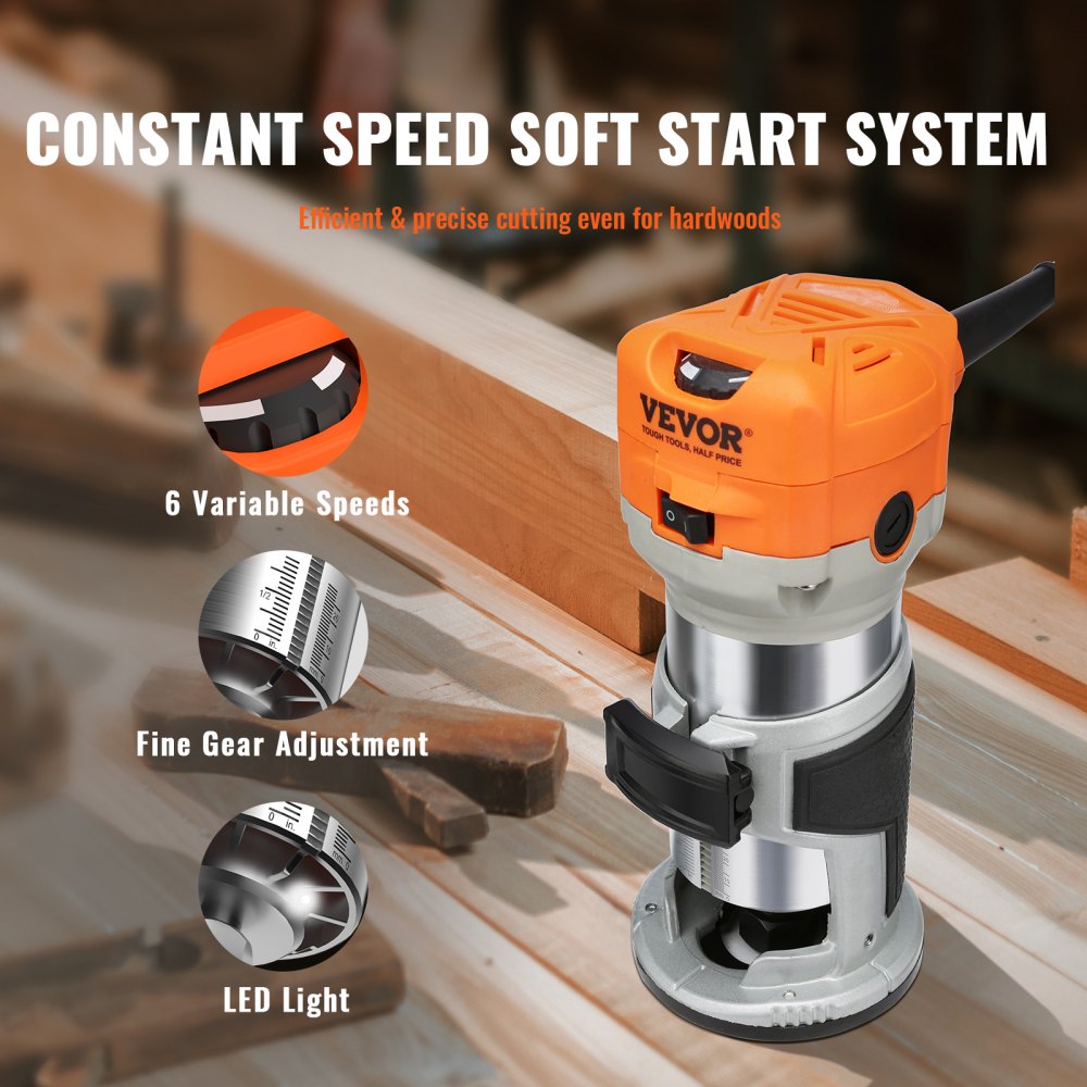 0700C - 1.25HP VEVOR Wood Router, 30,000 RPM, Compact & Versatile