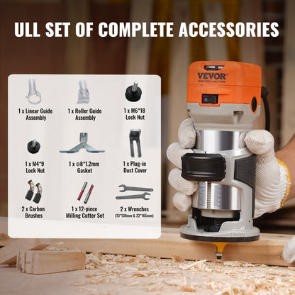 0700C - 1.25HP VEVOR Wood Router, 30,000 RPM, Compact & Versatile