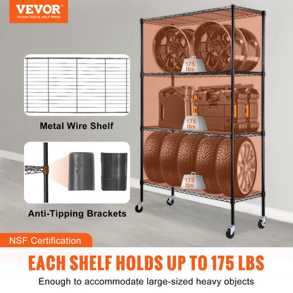 I6V0 - Heavy-Duty Storage Shelving Unit on Wheels, 700 lbs Capacity