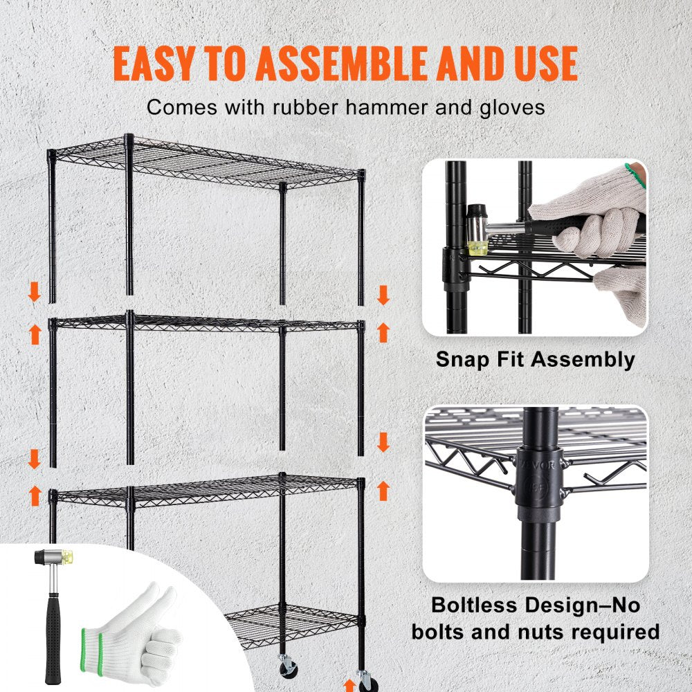 I6V0 - Heavy-Duty Storage Shelving Unit on Wheels, 700 lbs Capacity