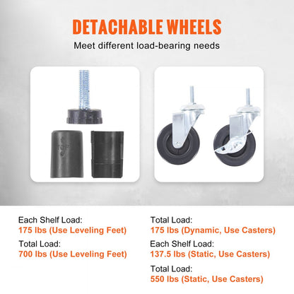 I6V0 - Heavy-Duty Storage Shelving Unit on Wheels, 700 lbs Capacity