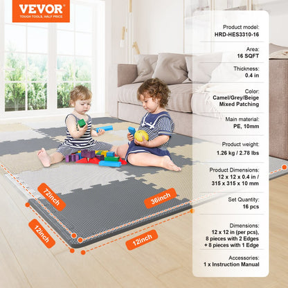 HRD-HES3310-16 - Interlocking Foam Puzzle Mat for Safe Kid Play