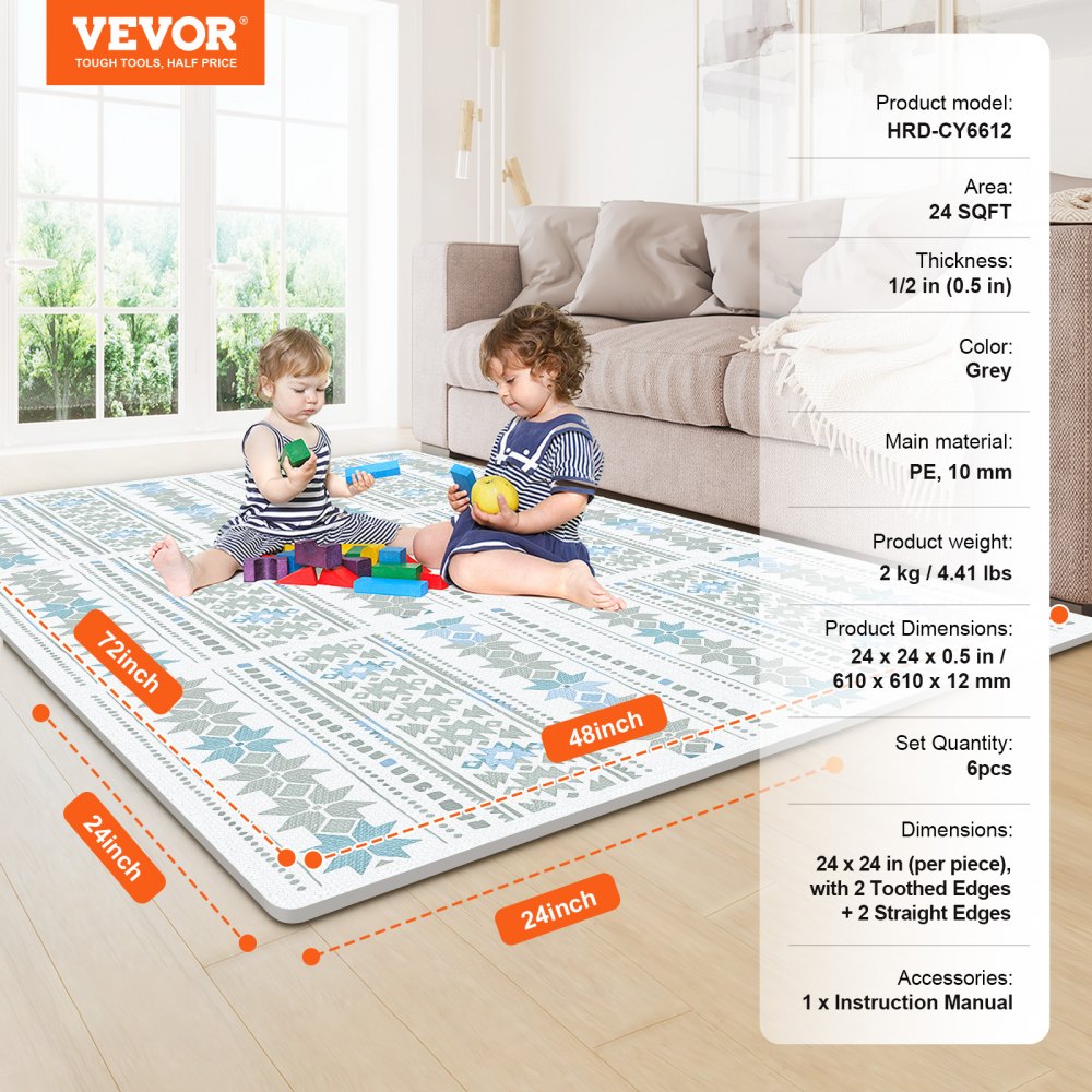 HRD-XJD6614-6G - Foam Puzzle Play Mat  for Kids, Safe & Easy to Clean