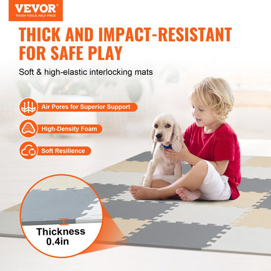 HRD-HES3310-36 - High-Density PE Kids Foam Play Mat with Interlocking Design