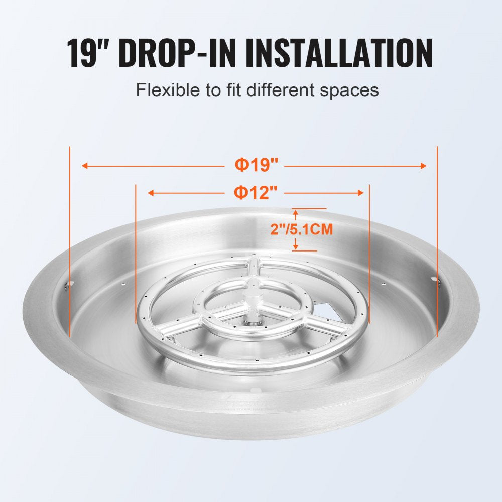 1050265 - 19" Stainless Steel Fire Pit Pan for Indoor/Outdoor Use