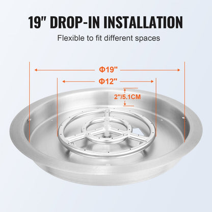 1050265 - 19" Stainless Steel Fire Pit Pan for Indoor/Outdoor Use