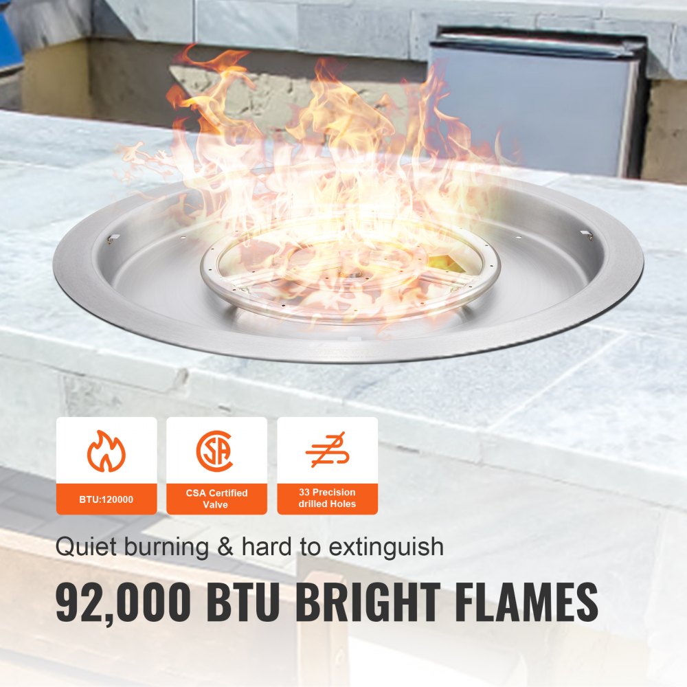 1050265 - 19" Stainless Steel Fire Pit Pan for Indoor/Outdoor Use