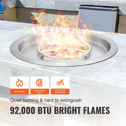 1050265 - 19" Stainless Steel Fire Pit Pan for Indoor/Outdoor Use