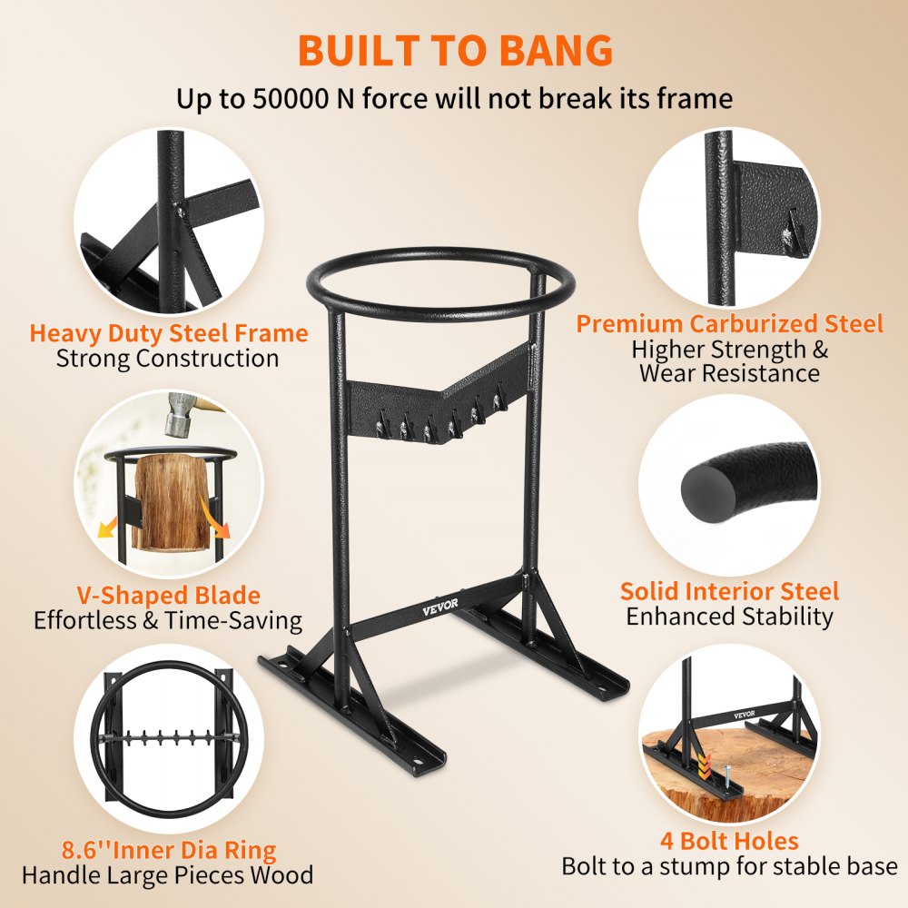 VV-SDPCQ-179IN - Durable V-Shaped Firewood Kindling Splitter, Easy to Use