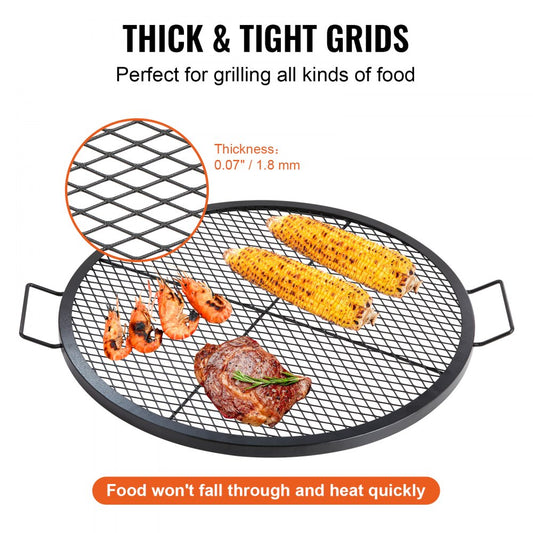 JY-MY-YKW30 - 30" Round Heavy Duty Steel Fire Pit Grill Grate with Handles