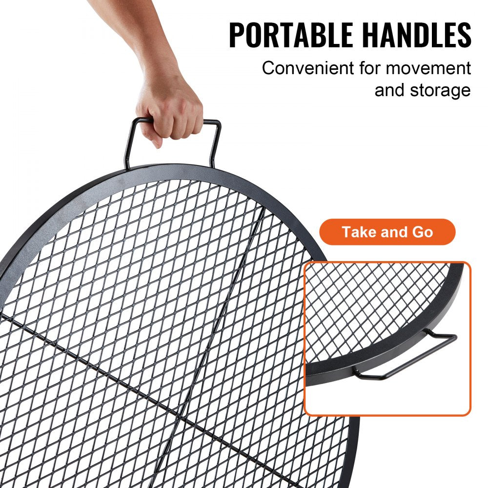 JY-MY-YKW30 - 30" Round Heavy Duty Steel Fire Pit Grill Grate with Handles