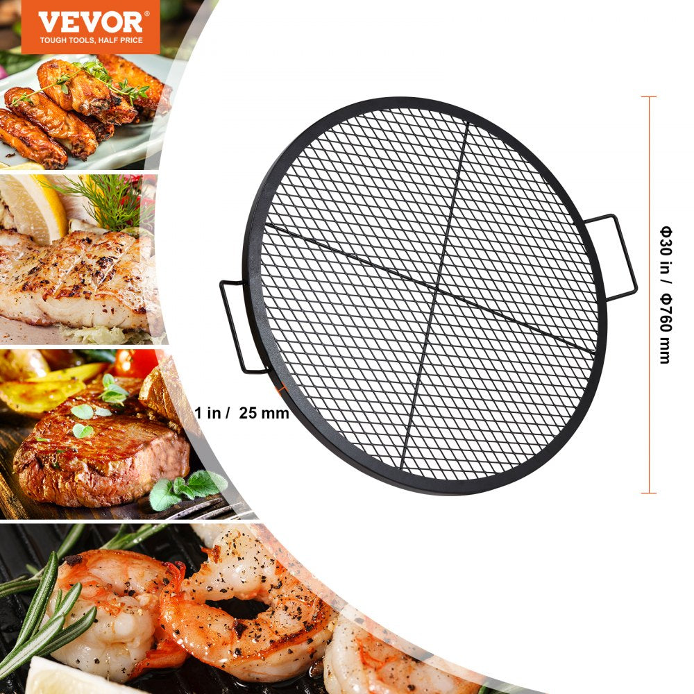 JY-MY-YKW30 - 30" Round Heavy Duty Steel Fire Pit Grill Grate with Handles