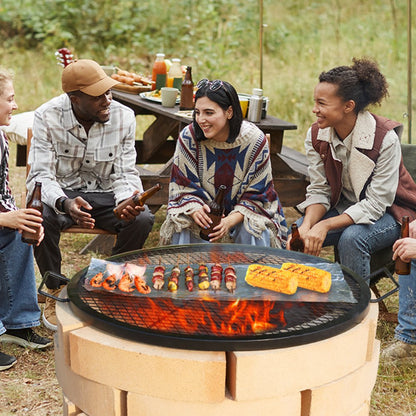 JY-MY-YKW30 - 30" Round Heavy Duty Steel Fire Pit Grill Grate with Handles