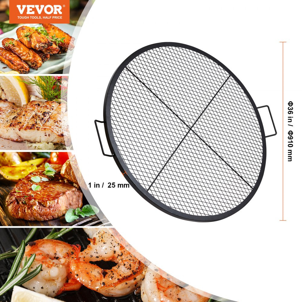JY-MY-YKW36 - 36" VEVOR Fire Pit Grill Grate, Durable Q235 Steel, Foldable