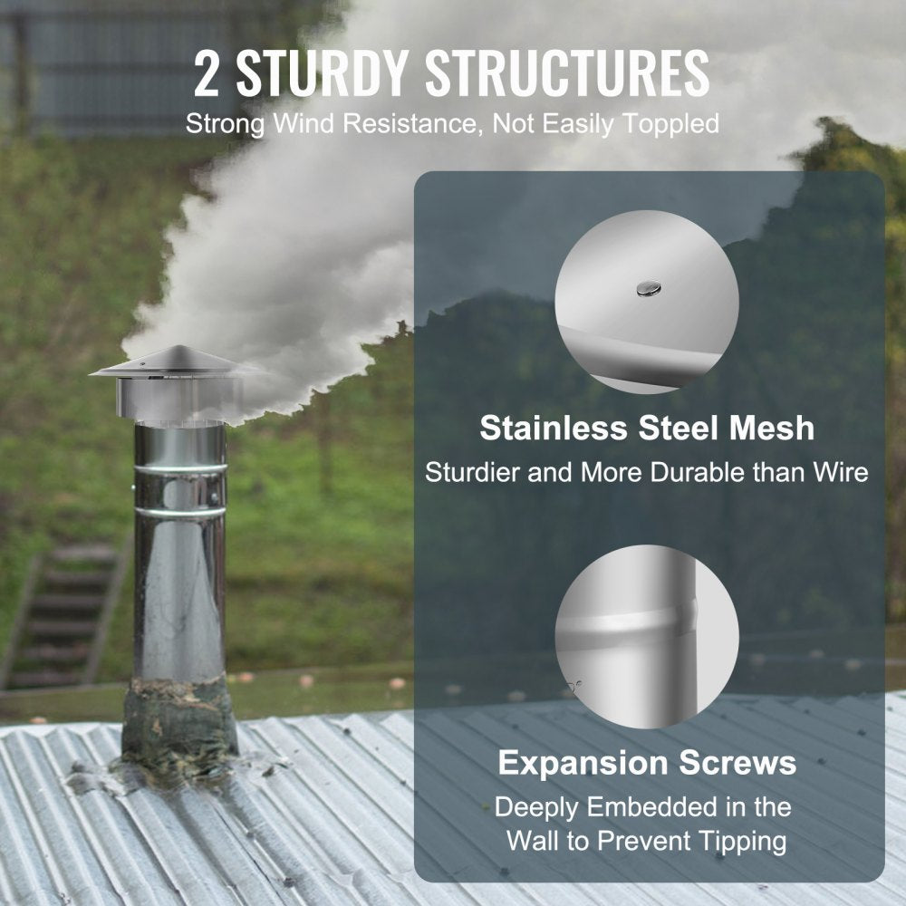 SRC-6-C - 6-Inch 304 Stainless Steel Chimney Cap for All Weather Protection
