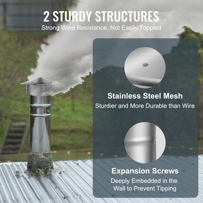 SRC-6-C - 6-Inch 304 Stainless Steel Chimney Cap for All Weather Protection