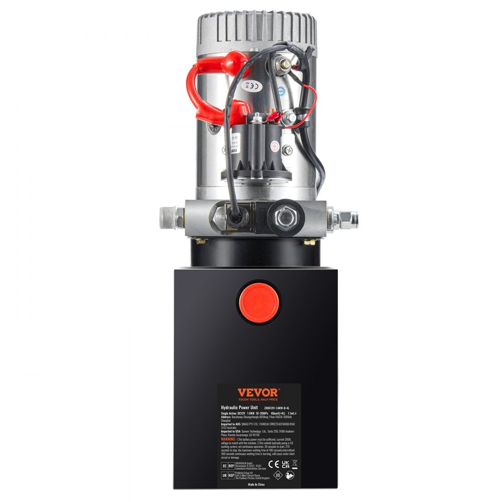ZXDC12V-1.6KW-D-4L - VEVOR 4 Quart Hydraulic Power Unit for Dump Trailers