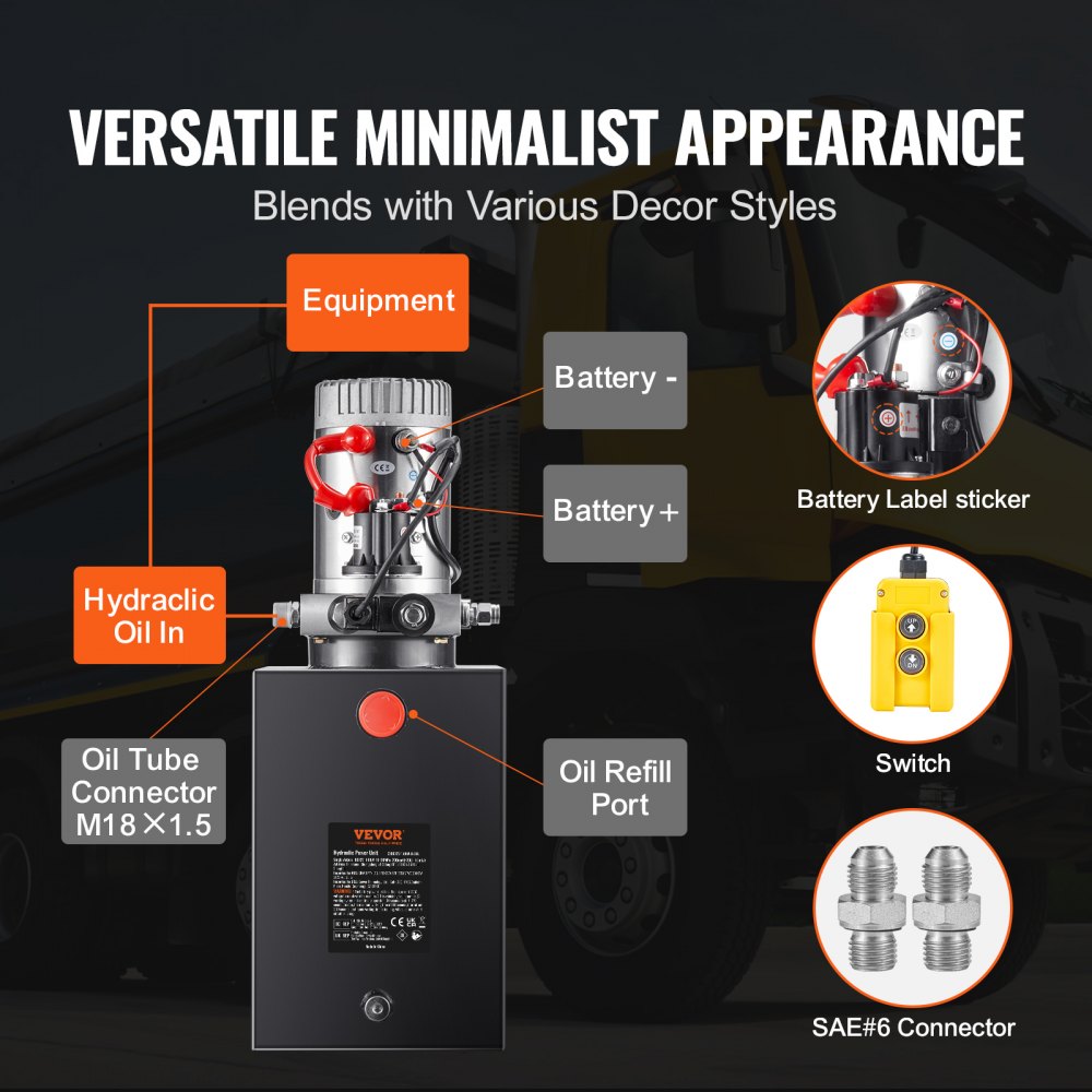 ZXDC12V-1.6KW-D-20L - 12V Hydraulic Pump for Heavy Machinery Lifting