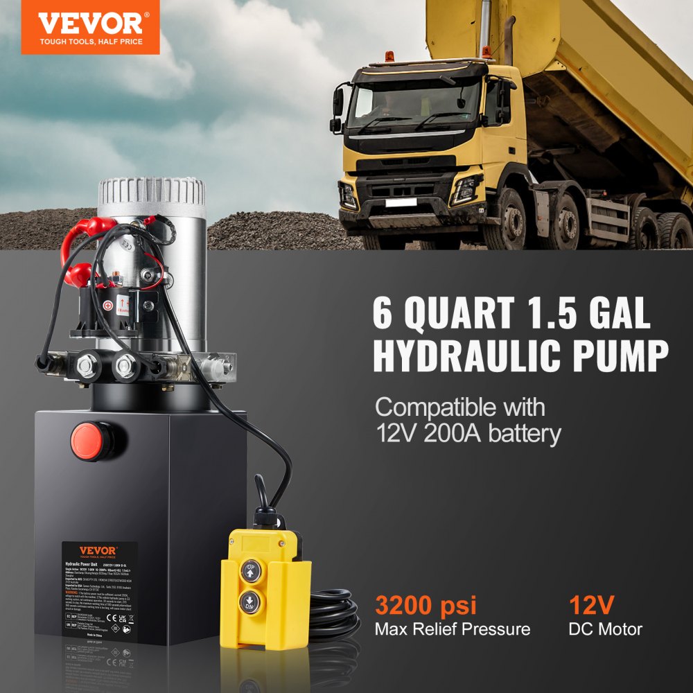 ZXDC12V-1.6KW-S-6L - 12V Hydraulic Pump for Heavy Machinery & Construction Tasks