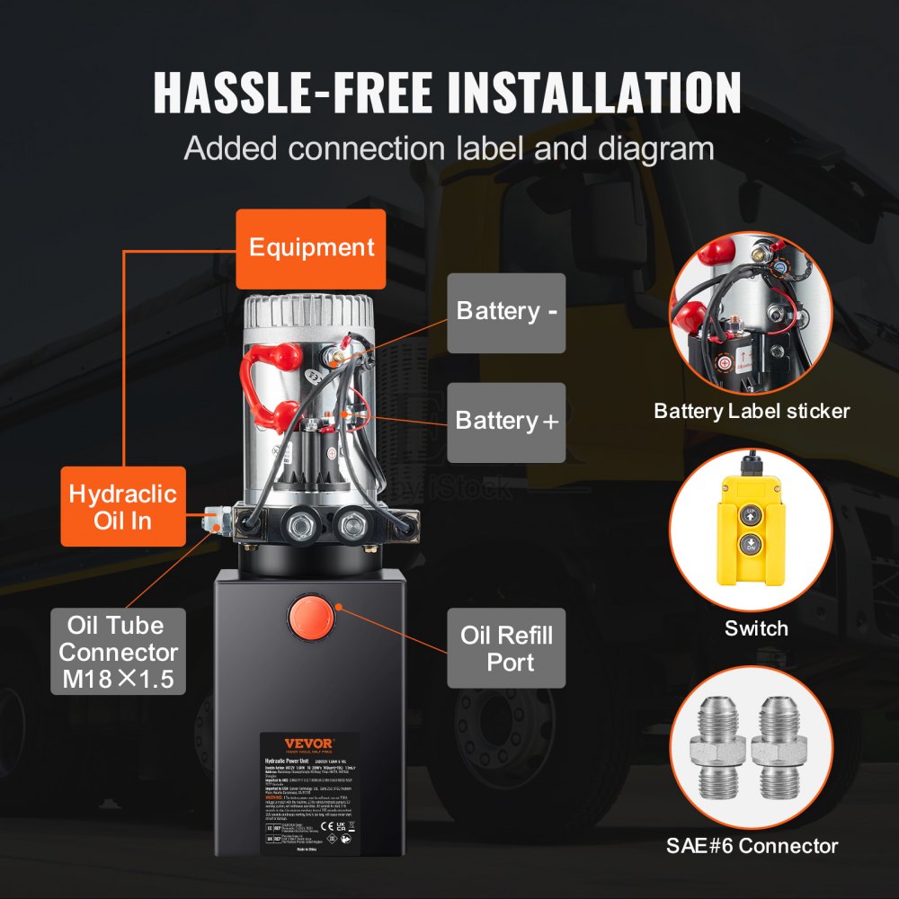 ZXDC12V-1.6KW-S-10L - Efficient 10 Quart Hydraulic Pump for Heavy-Duty Tasks
