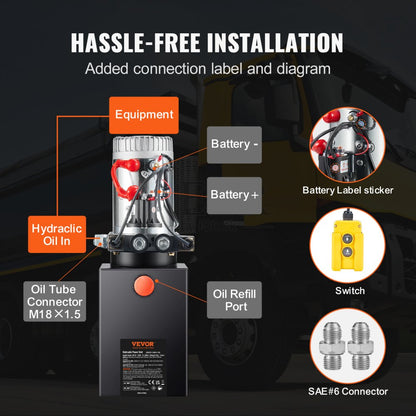 ZXDC12V-1.6KW-S-10L - Efficient 10 Quart Hydraulic Pump for Heavy-Duty Tasks