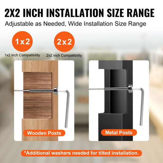YXHF-2014+2018-1/8"-30 - 30 Pack Stainless Steel Cable Railing Kit for 2x2" Posts