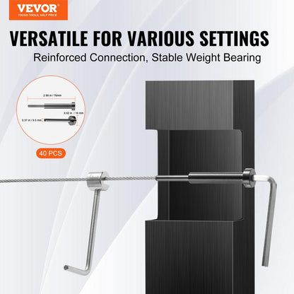 YXHF-2014+2018-1/8"-40 - Durable T316 Stainless Steel Invisible Cable Railing Kit