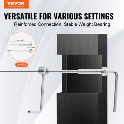 YXHF-2014+2018-1/8"-20 - 1/8" VEVOR Cable Railing Kit for 2x2-inch Posts