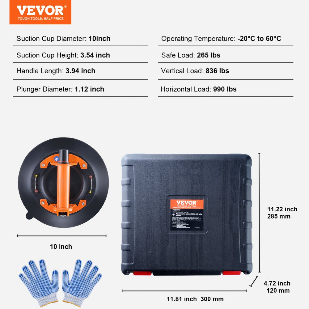 GPS-1-10 - 10" Heavy-Duty Suction Cup Lifter, 990 lbs Capacity