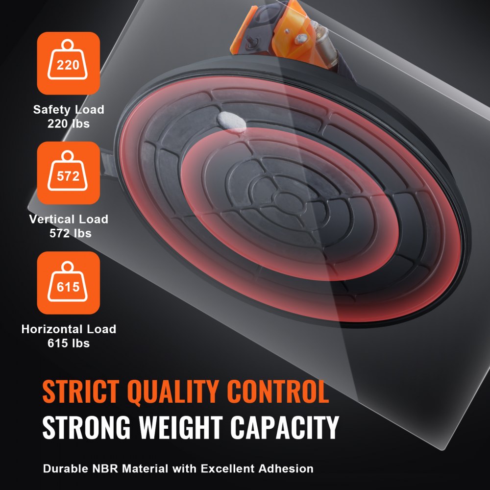 GPS-2 - Heavy-Duty 8" Glass Suction Cup Tool Set for Smooth Surfaces