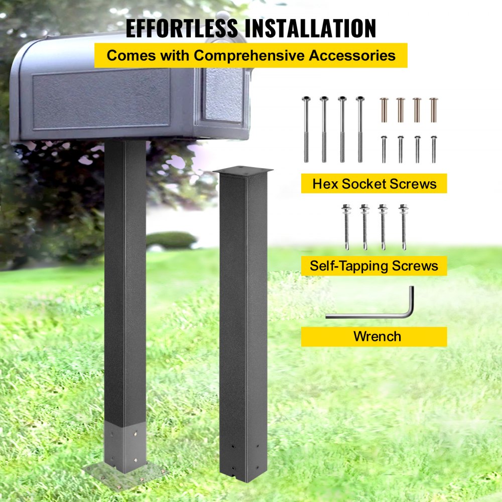 VV-YXZ-ZCJ 34YCHS - 43" Durable Steel Mailbox Post with Easy Installation