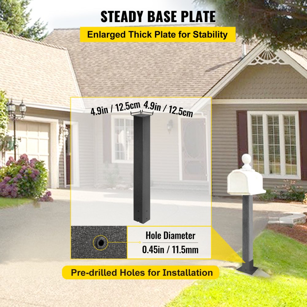 VV-YXZ-ZCJ 34YCHS - 43" Durable Steel Mailbox Post with Easy Installation