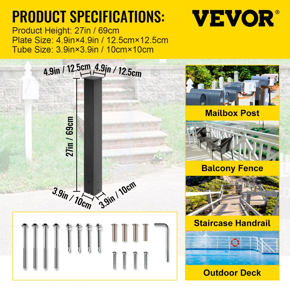 VV-YXZ-ZCJ 34YCHS - 43" Durable Steel Mailbox Post with Easy Installation