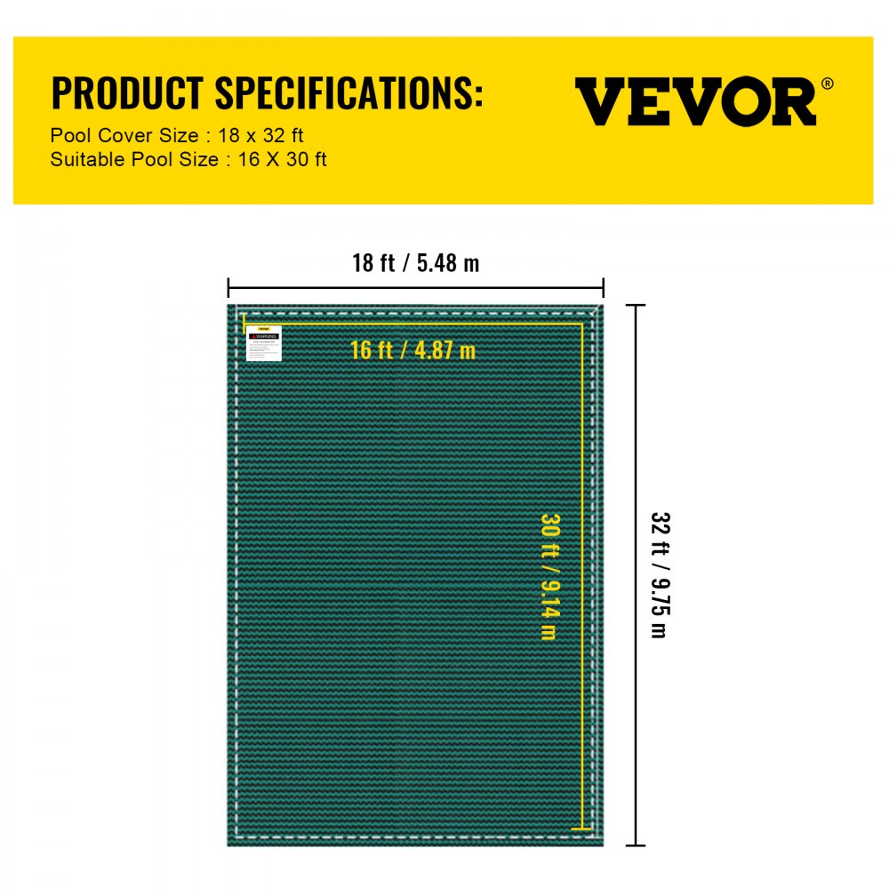 SSPC-7325 - 16x30ft Durable Pool Safety Cover with Fastening System